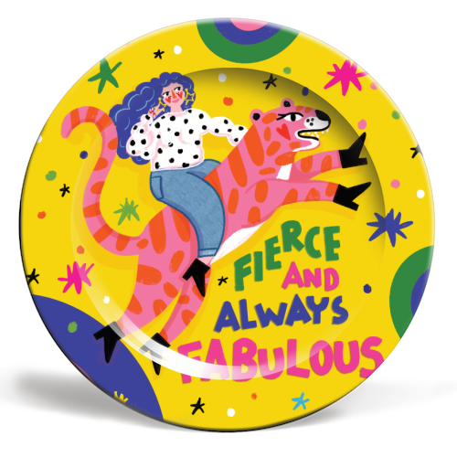 SHE BE FIERCE - ceramic dinner plate by Nichola Cowdery