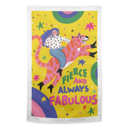 SHE BE FIERCE - funny tea towel by Nichola Cowdery