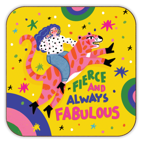 SHE BE FIERCE - personalised beer coaster by Nichola Cowdery