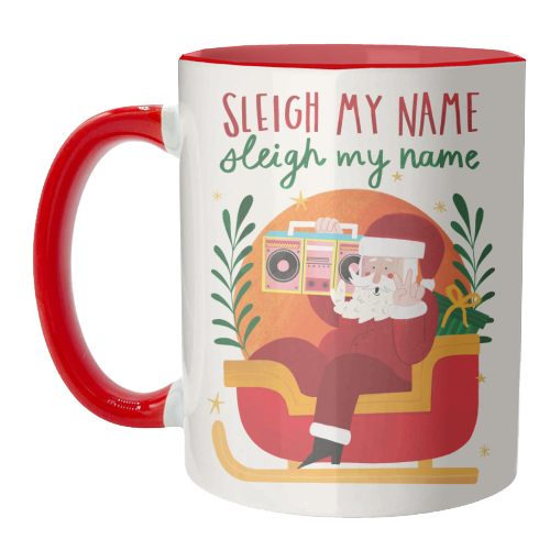 Sleigh my Name Santa Illustration - unique mug by AbiGoLucky