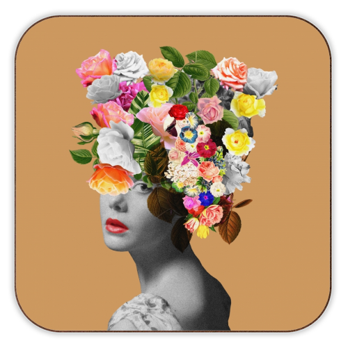 Floral portrait - personalised beer coaster by Frida Floral Studio