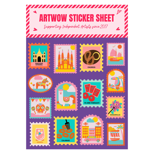 Spanish Stamps - Sticker Sheet by Lilly Rose