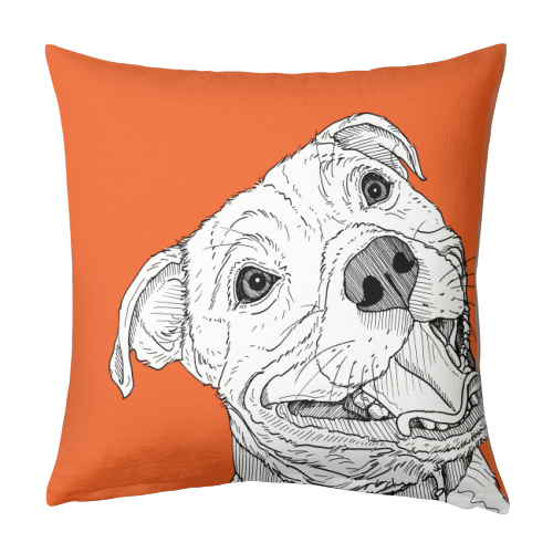 Staffordshire Bull Terrier Dog Portrait - designed cushion by Adam Regester