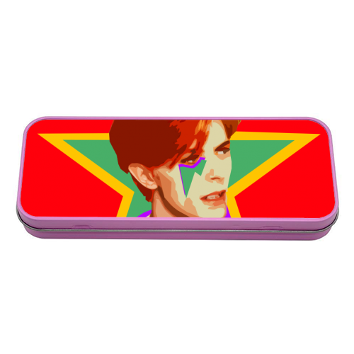 STARMAN - RED - tin pencil case by DOLLY WOLFE