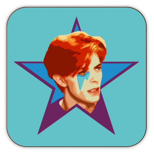 STARMAN - TURQUOISE - personalised beer coaster by DOLLY WOLFE