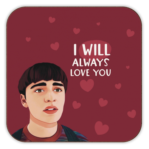 Stranger Things I will always love you - personalised beer coaster by Giddy Kipper