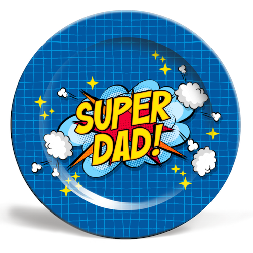 Super Dad - ceramic dinner plate by Claire Atwood