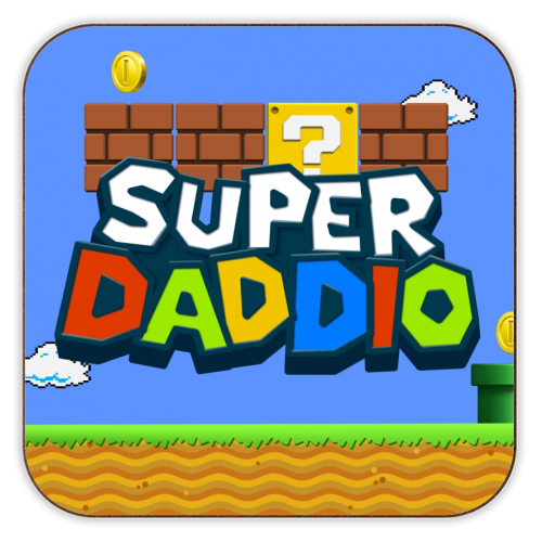 Super daddio gamer print - personalised beer coaster by The Girl Next Draw