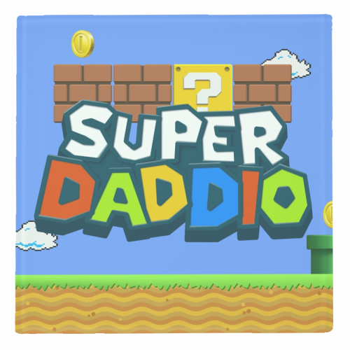 Super daddio gamer print - personalised beer coaster by The Girl Next Draw