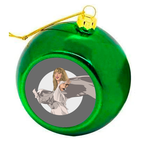 Swift folklore Era illustration grey - colourful christmas bauble by The Girl Next Draw