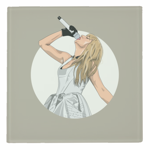 Swift poets Era illustration beige - personalised beer coaster by The Girl Next Draw