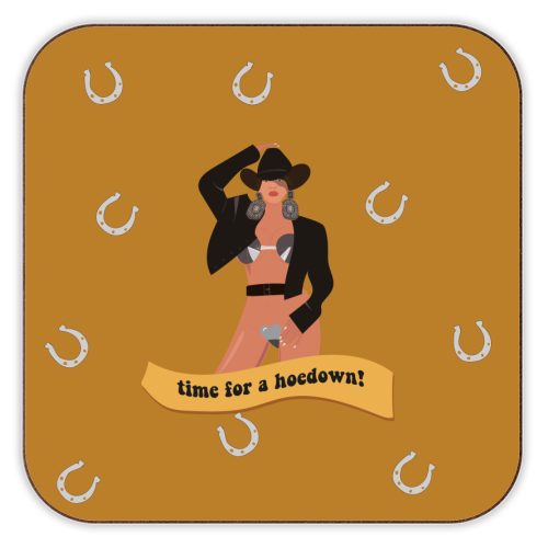 Time For A Hoedown - Beyonce's Western Era - personalised beer coaster by Laura Lonsdale