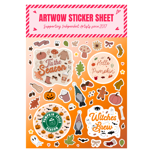 Tis the season autumn fall print - Sticker Sheet by The Girl Next Draw