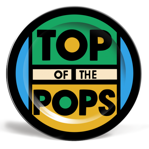 Top of the Pops Retro Nostalgia Logo Design - ceramic dinner plate by AbiGoLucky