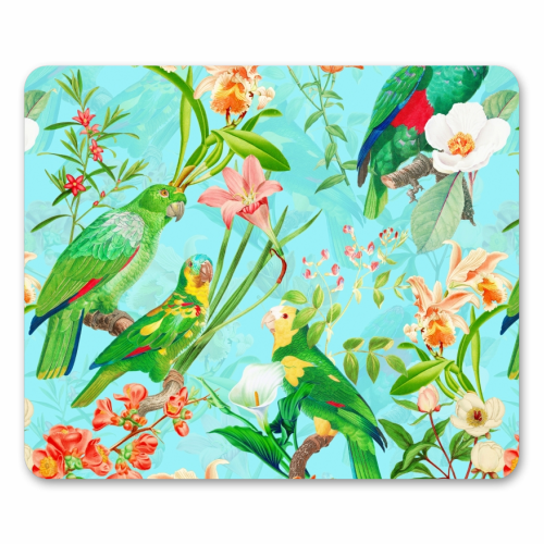 Tropical Bird and Flower Jungle - mouse mat by Uta Naumann