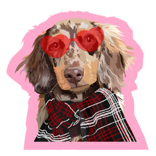 Valentine's sausage dog heart print - Die Cut Sticker by The Girl Next Draw