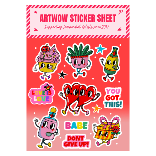 VINTAGE CARTOON STYLE POSITIVE STICKERS - Sticker Sheet by Nichola Cowdery