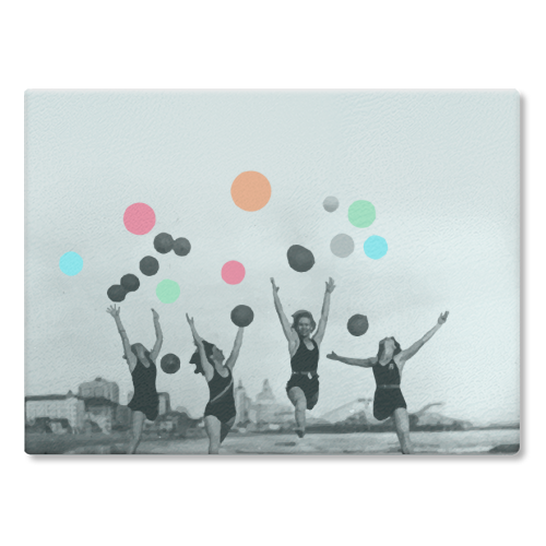 Vintage Women Black & White Photography | Balloons Freedom Feminism | Women's Rights Individuality - glass chopping board by Uma Prabhakar Gokhale