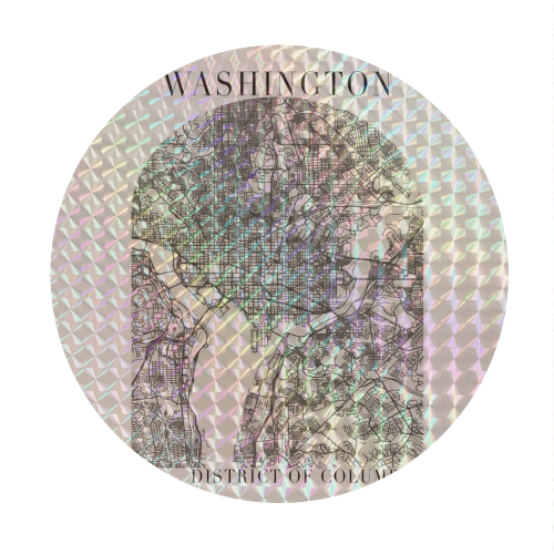 Washington DC Boho Arch Full Beige Color Street Map - Circle Sticker by Toni Scott