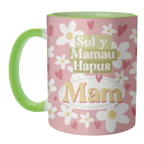 Welsh Mother's Day Sul Y Mamau Hapus - unique mug by Giddy Kipper