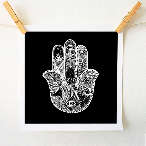 White Hamsa Hand - A1 - A4 art print by Jemma Timberlake