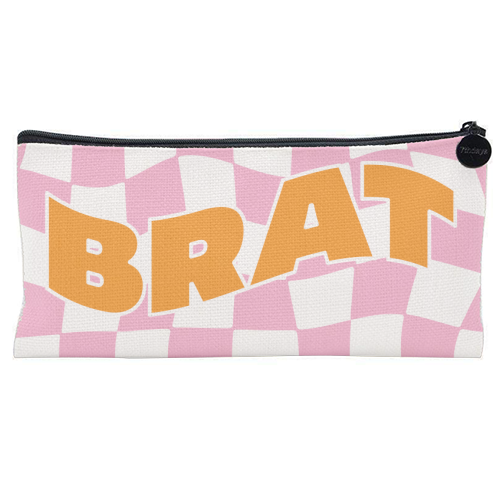 Y2K Wavy Brat Design - flat pencil case by AbiGoLucky