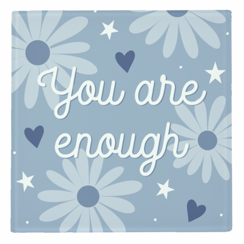 You are enough daisy print - personalised beer coaster by The Girl Next Draw