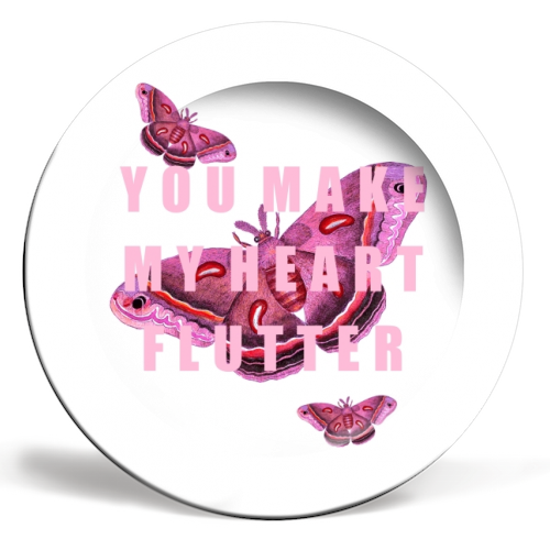 You Make My Heart Flutter - ceramic dinner plate by Eloise